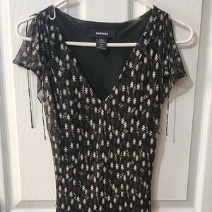 Express Black Dress with White Floral Design